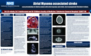 Cardia myxoma associated stroke - case presentation of elderly women with cardiac myxoma and stoke, best management literature review poster