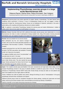 Implementing physiotherapy exercise groups in a large acute neurosciences unit poster