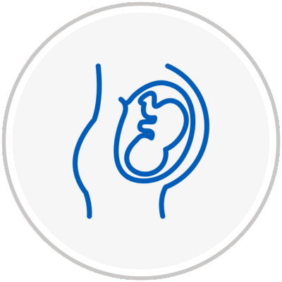 Blue outline of a pregnancy person