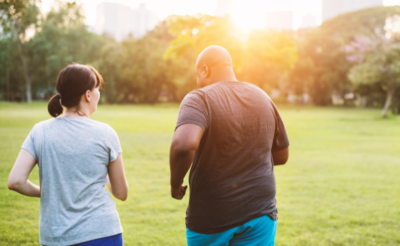 Man and woman running together