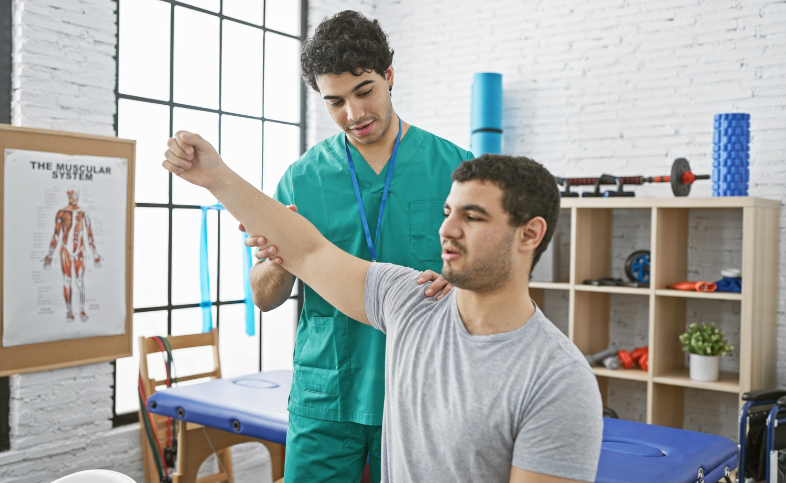 Physiotherapist working with a patient
