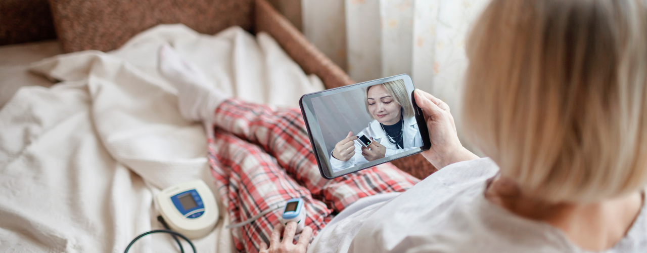 Lady watches a video on an ipad