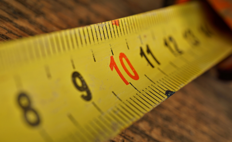 Section of a yellow tape measure