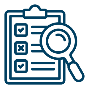 Icon of a magnifying glass looking over a report