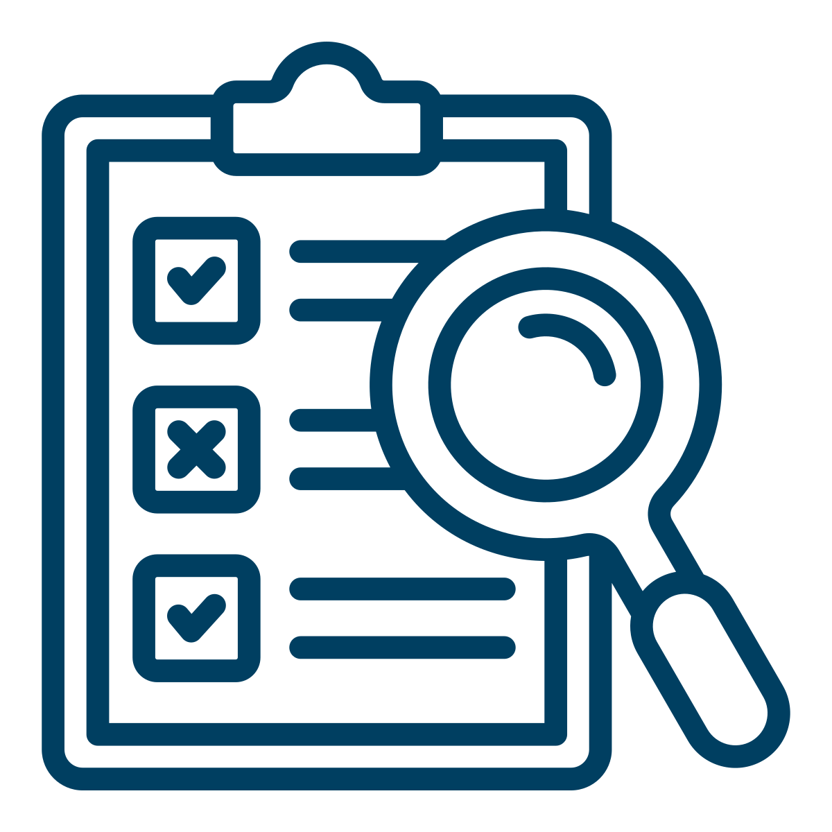 Icon of a magnifying glass looking over a report