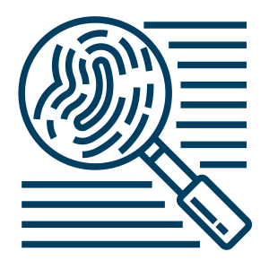 Magnifying glass looking at evidence