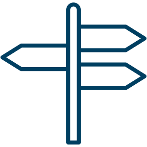 Icon of a sign post with three arrows